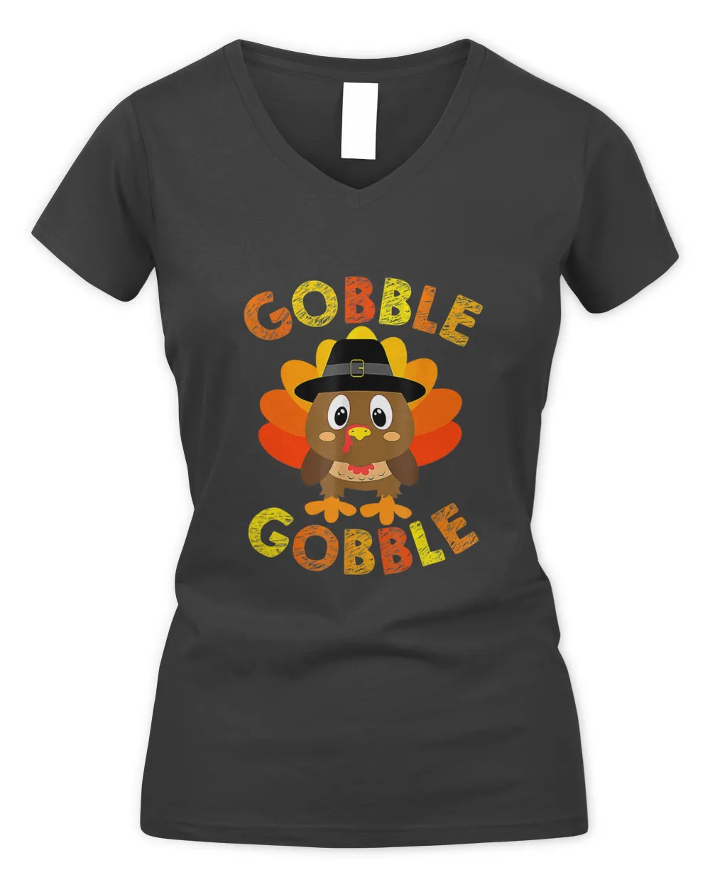 Cute Gobble Gobble Turkey Pilgrim Little Boys Thanksgiving T-Shirt