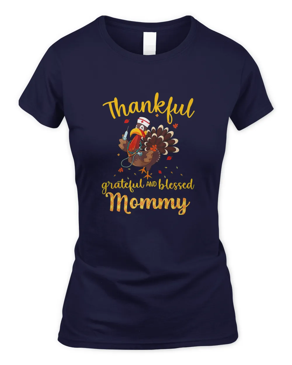 Thankful Grateful Blessed Mommy Plaid Turkey Thanksgiving Premium T-Shirt