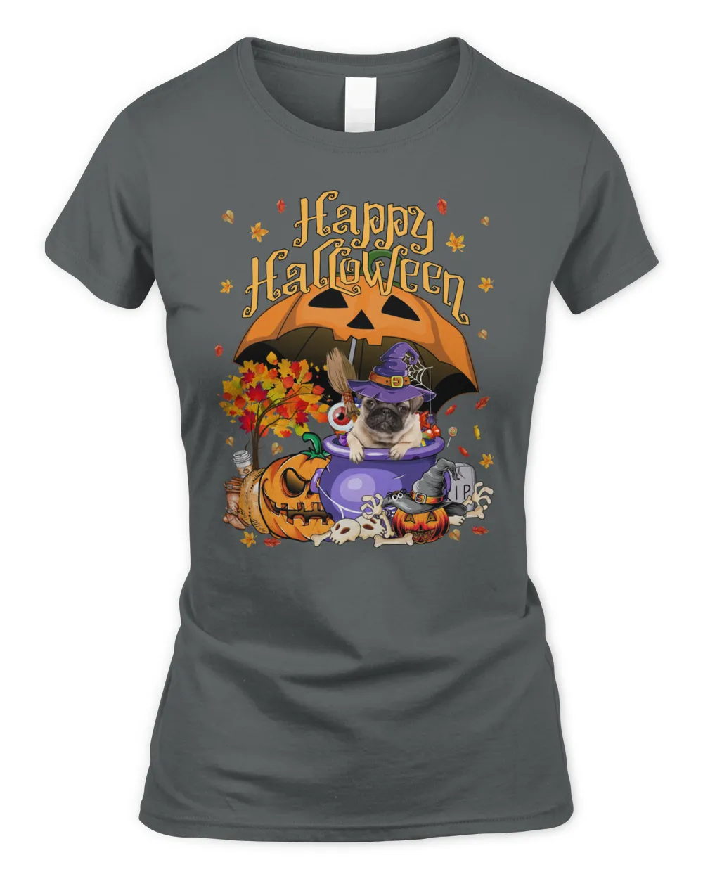 Halloween Autumn Witch Pug