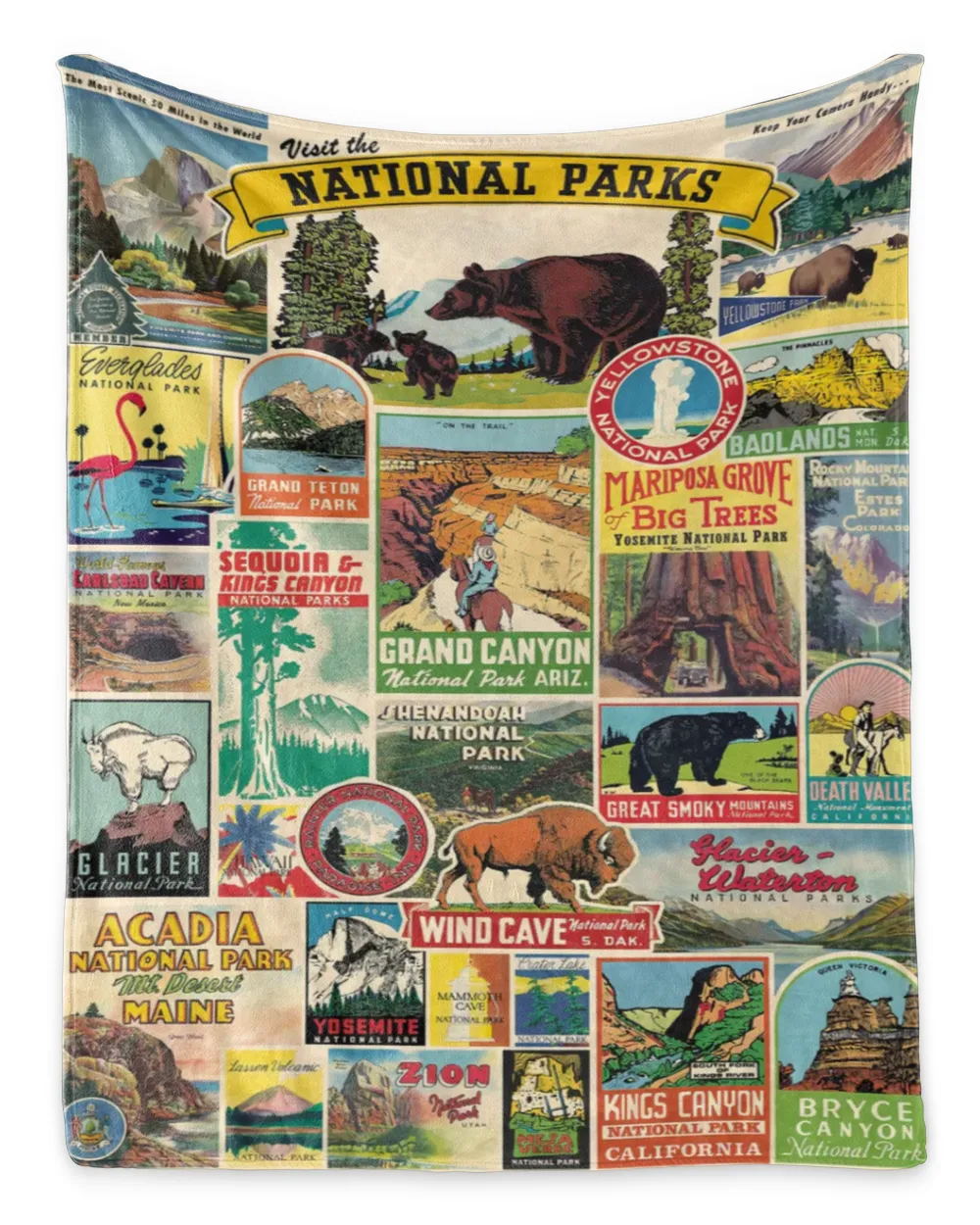 Nationnal Parks Plush Blanket (Printed in the EU)