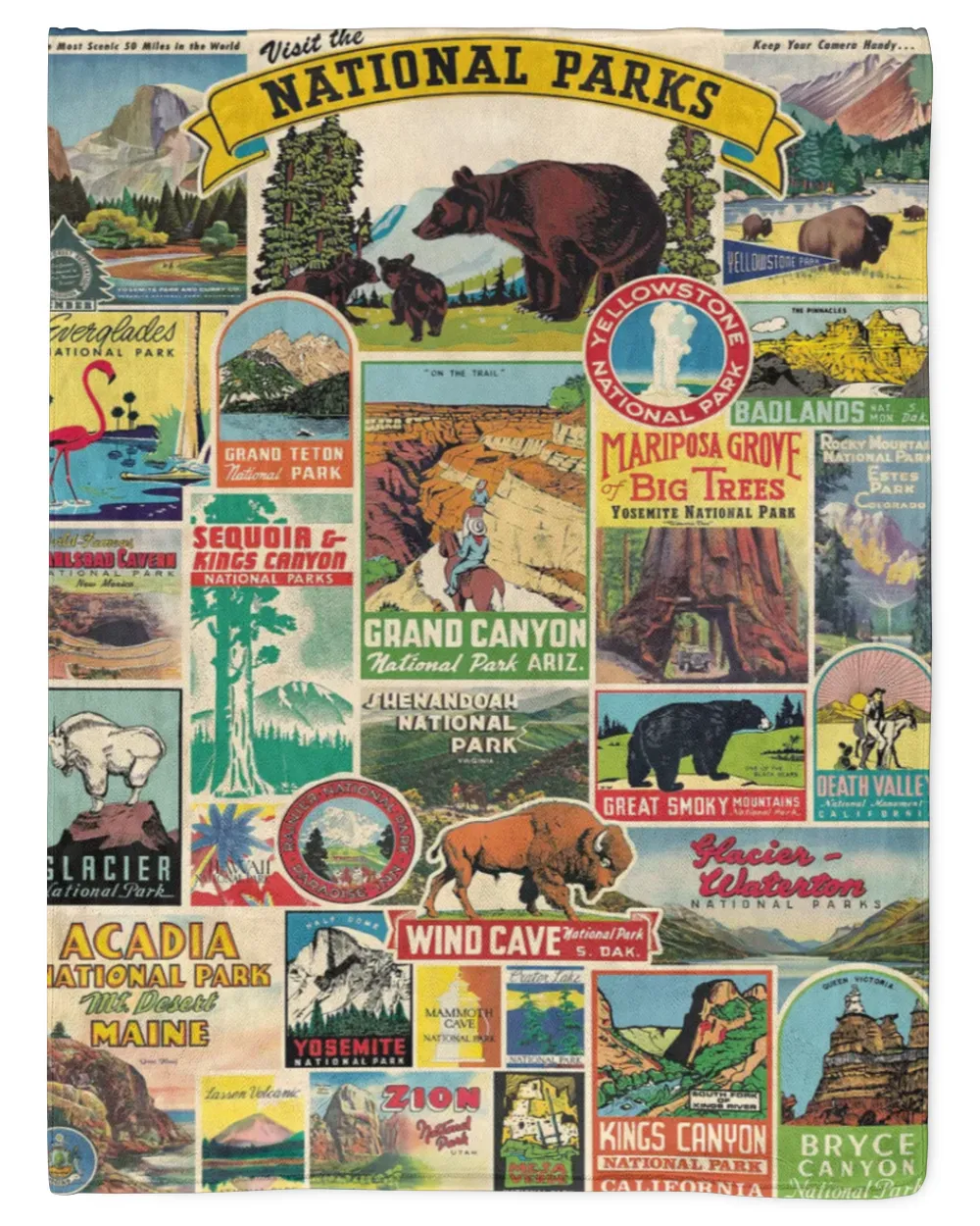 Nationnal Parks Plush Blanket (Printed in the EU)