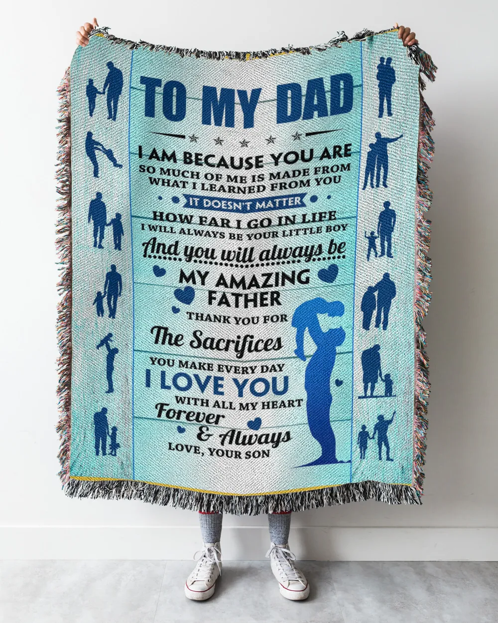 Father's Day Gifts, To My Dad  Papa Pop Daddy From Your Son Quilt Fleece Blanket