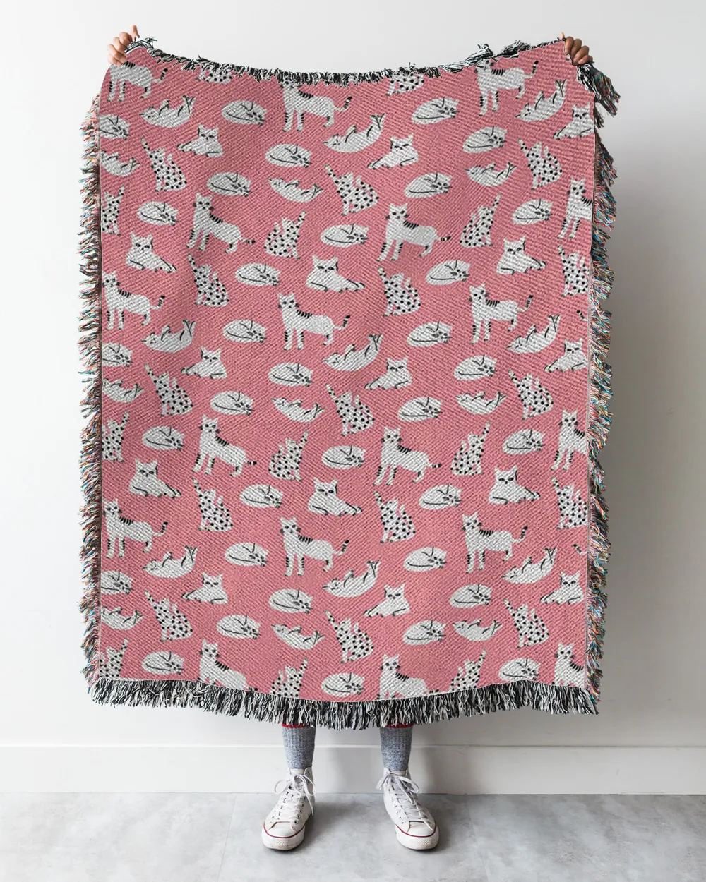 Pink Cat Blanket, Cute Gift For Cat or Pet Lovers, Kitty Decor Blanket