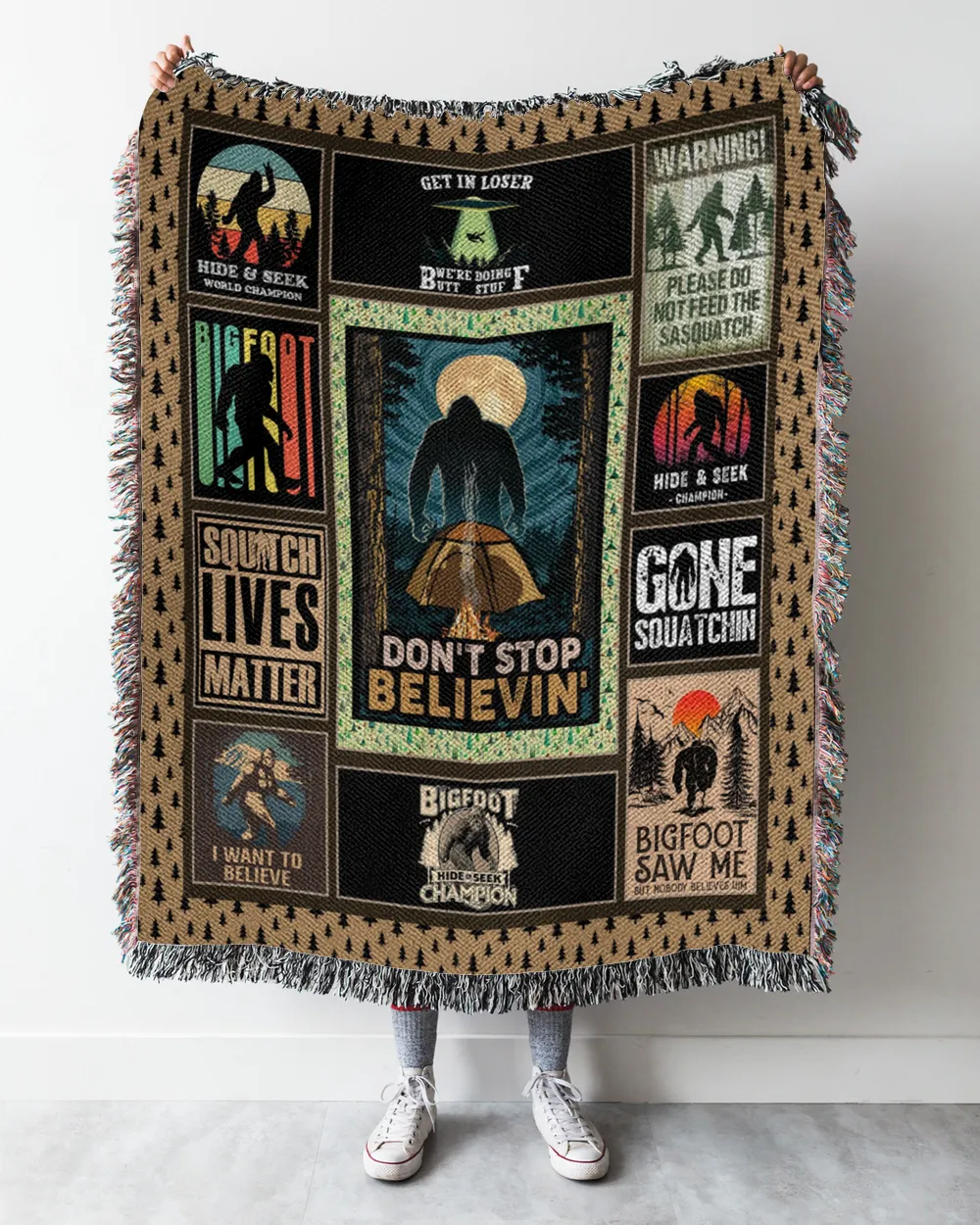 Monster Forest Camping Fleece Blanket, Blanket Decord Gift