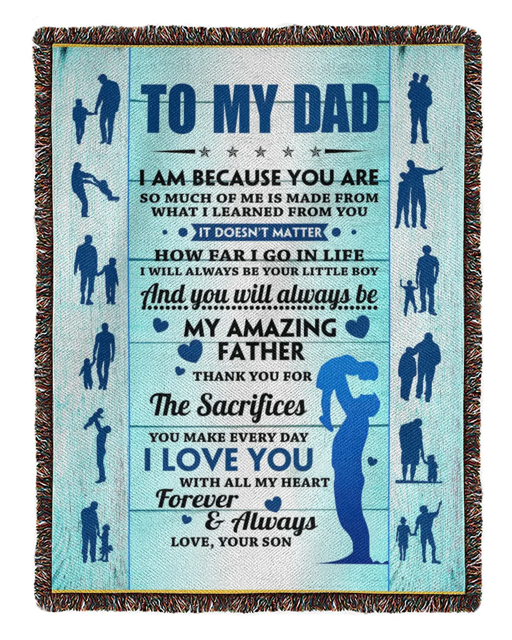 Father's Day Gifts, To My Dad  Papa Pop Daddy From Your Son Quilt Fleece Blanket
