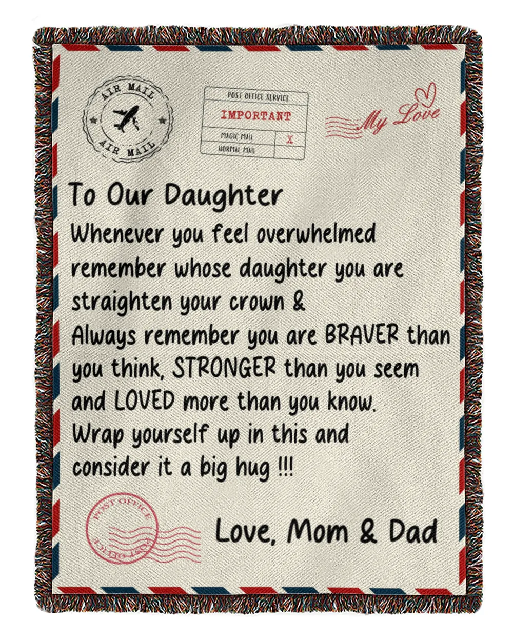 To My Daughter Blanket - Personalized Letter Blanket