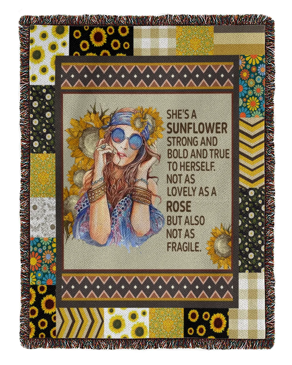 Sunflower Fleece Blanket, She's A Sunflower Strong And Bold And True To Herself