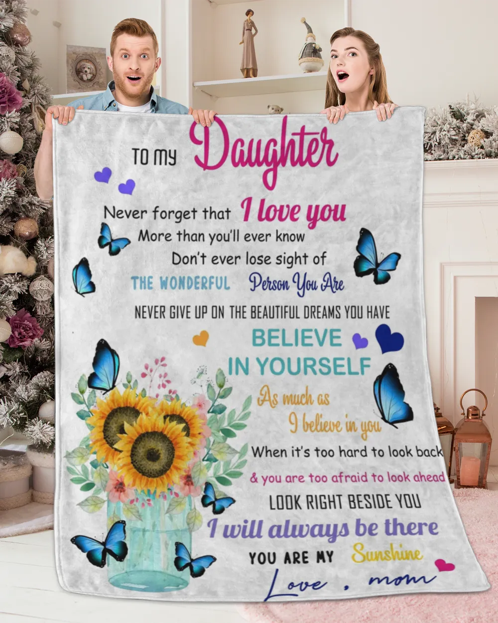 Mom To Sunflower Daughter-Never Forget That You Are My Sunshine blanket