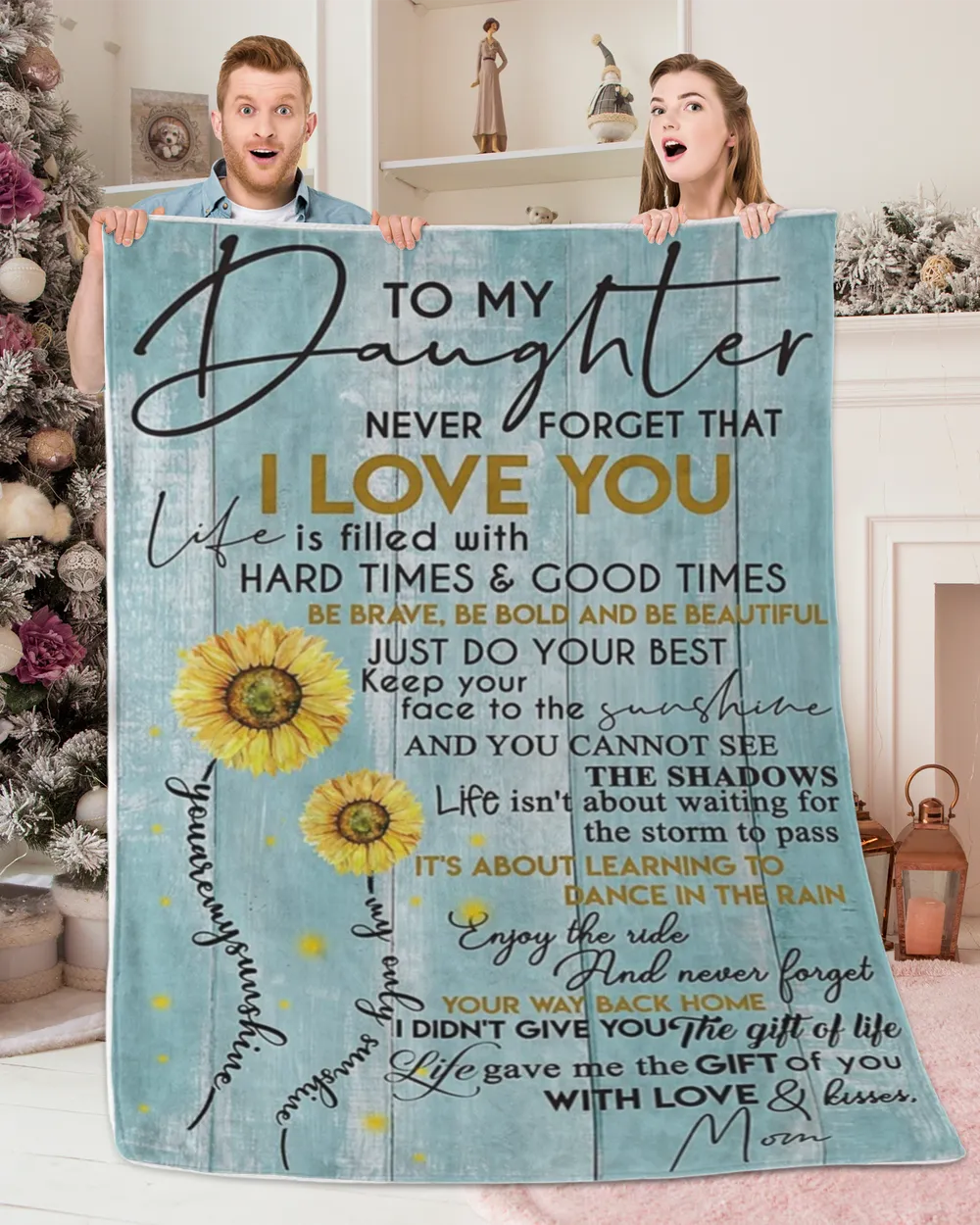 Sunflower To My Daughter Never Forget That I Love You blanket