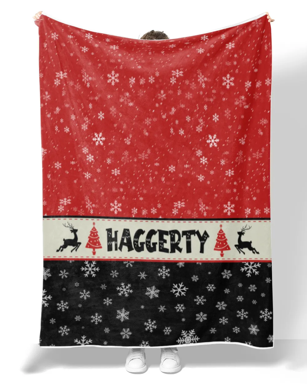 Personalized Christmas Blanket, Xmas Holiday Blanket, Custom Soft Cozy Sherpa Fleece Throw Blankets, Christmas Gift for Fbus04260 Haggerty XMASBL03 Premium Mink Sherpa Blanket (60x80in) white 60x80in