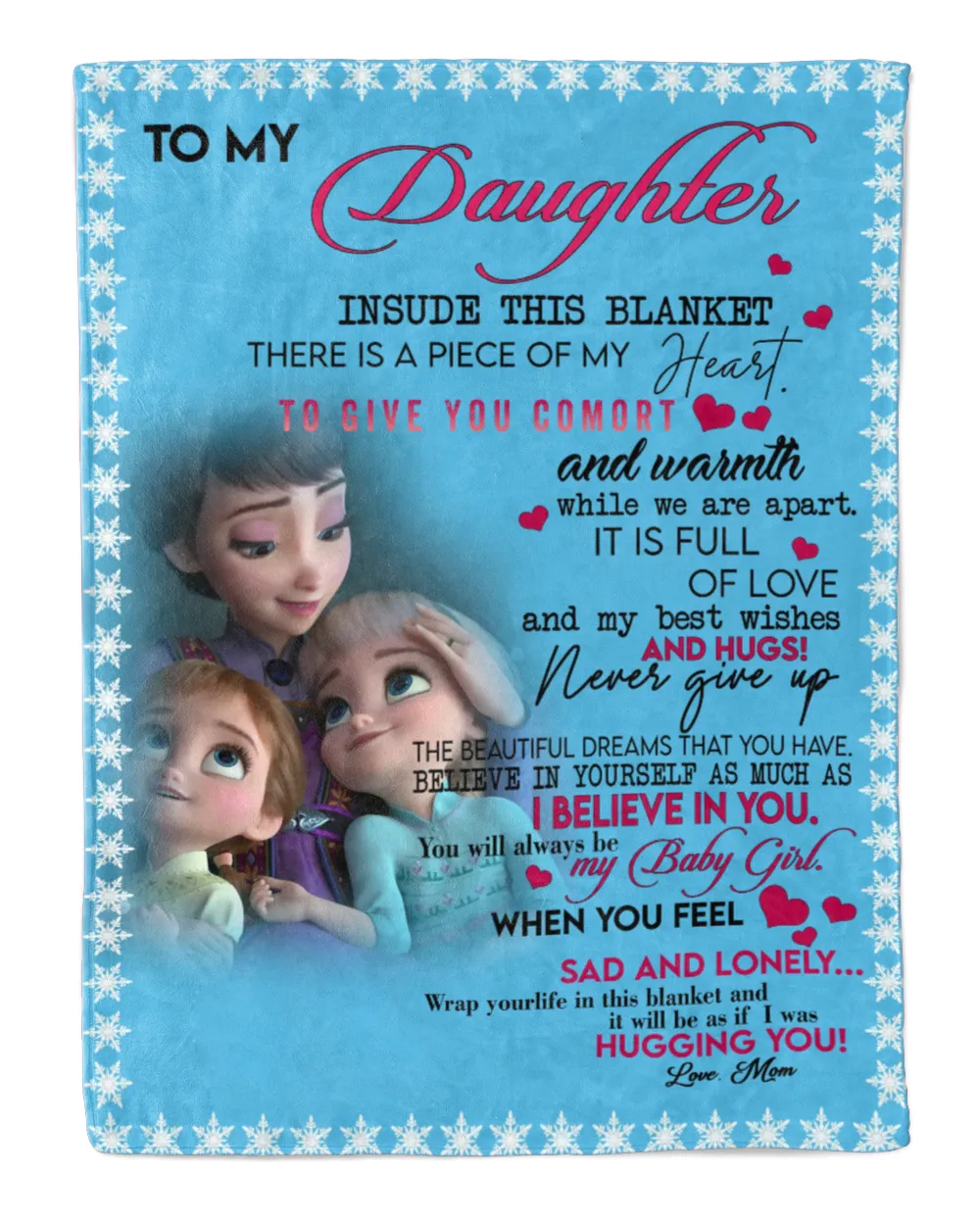 To My Daughter Inside This Blanket There Is A Piece Of My Heart Love Mom