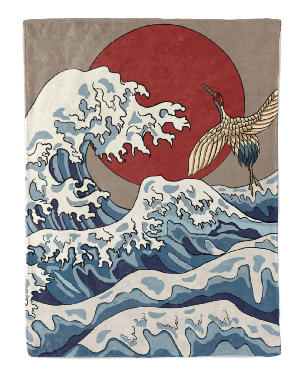 Japnaese Kanagawa Wave And Cranes Blanket