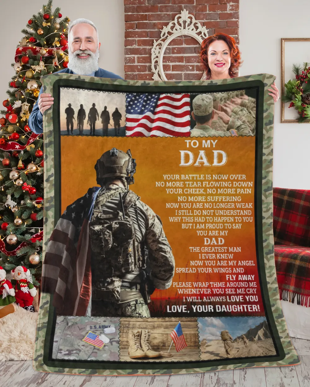 Veteran Father's Day Gifts, To My Dad Quilt Fleece Blanket