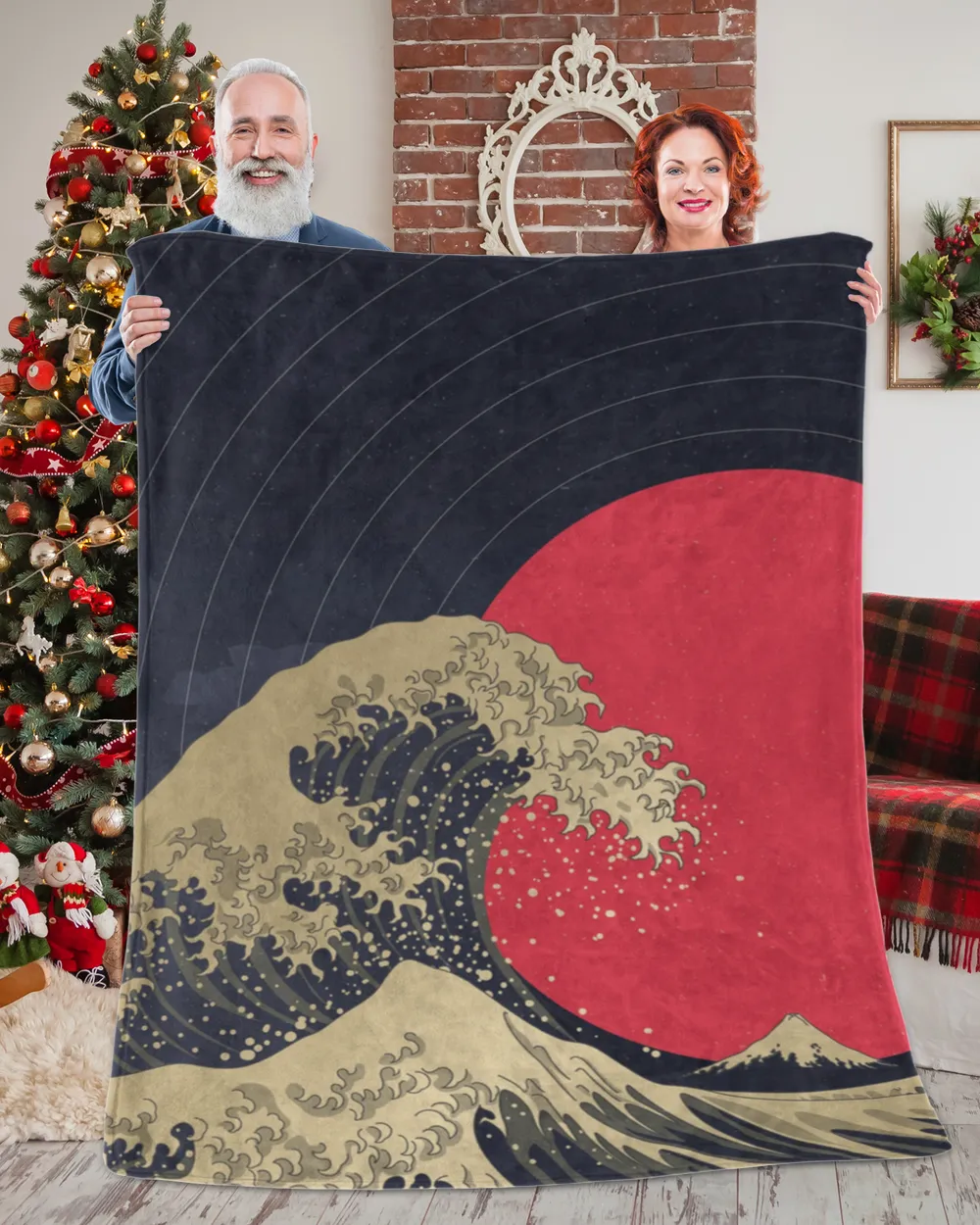 Japanese Kangawa Wave Art Blankets