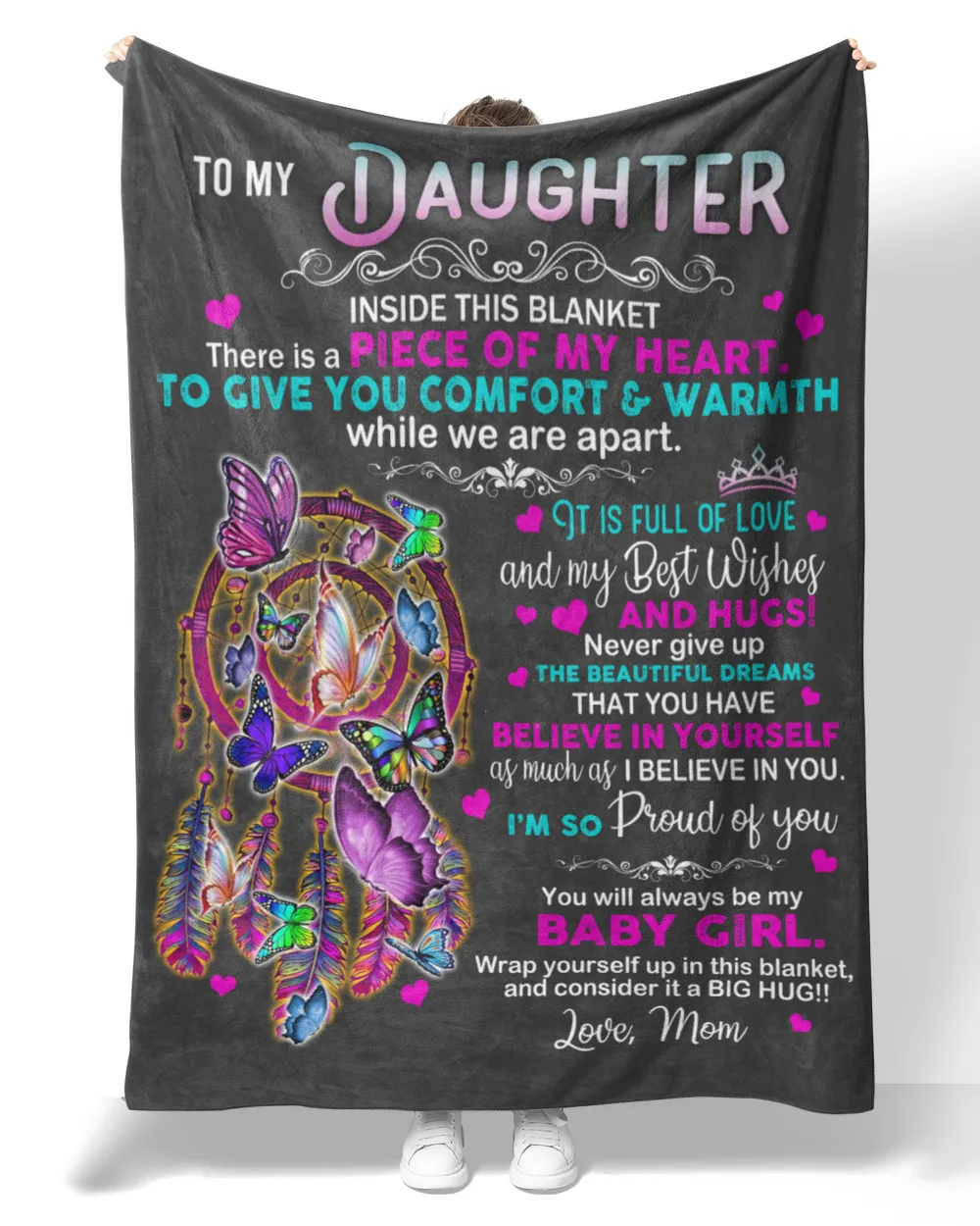 To My Dauughter full Color Quilt Fleece Blanket Bundle