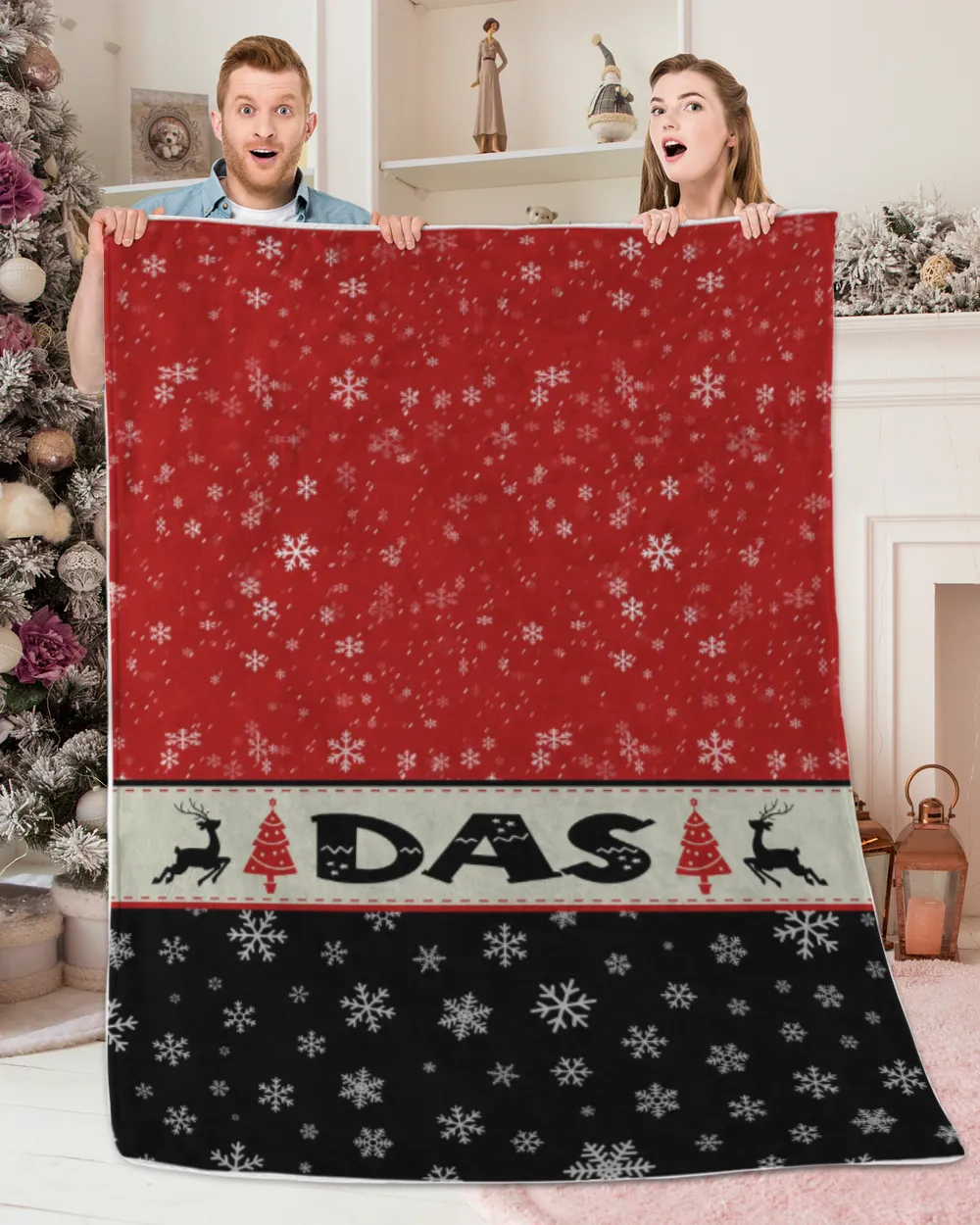 Personalized Christmas Blanket, Xmas Holiday Blanket, Custom Soft Cozy Sherpa Fleece Throw Blankets, Christmas Gift for Fbus00289 Das XMASBL03 Premium Mink Sherpa Blanket (60x80in) white 60x80in