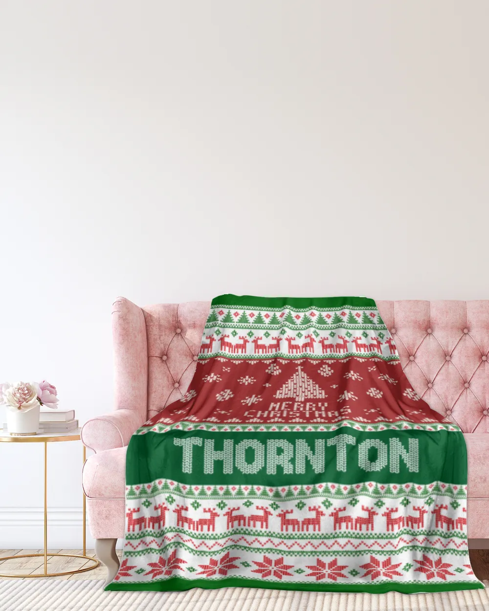 Merry Christmas Fleece Blanket, Personalized Christmas Blanket Gifts for Fbus04205 Thornton XMASBL01 Premium Mink Sherpa Blanket (60x80in) white 60x80in
