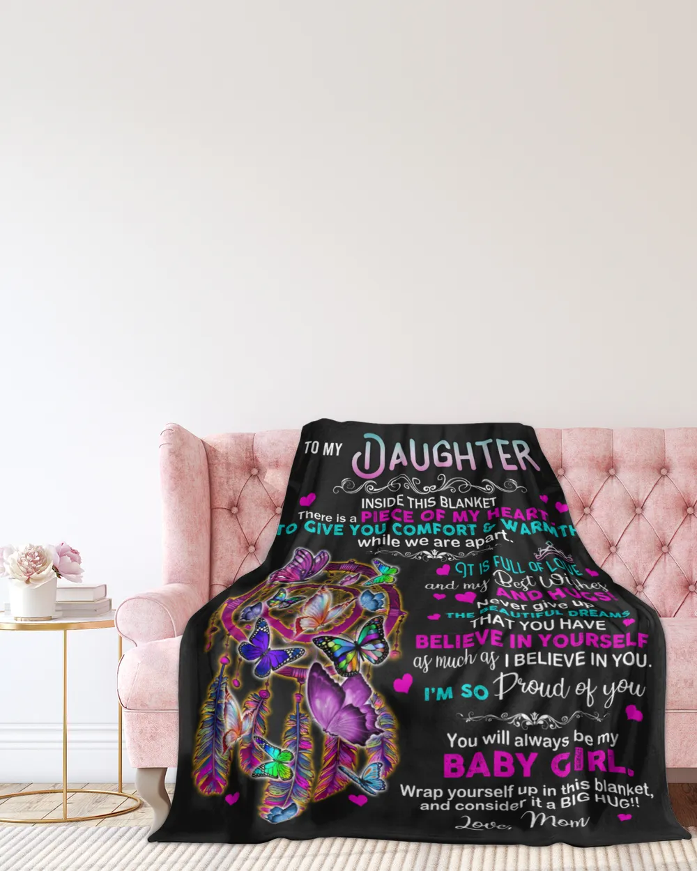 To My Dauughter full Color Quilt Fleece Blanket Bundle