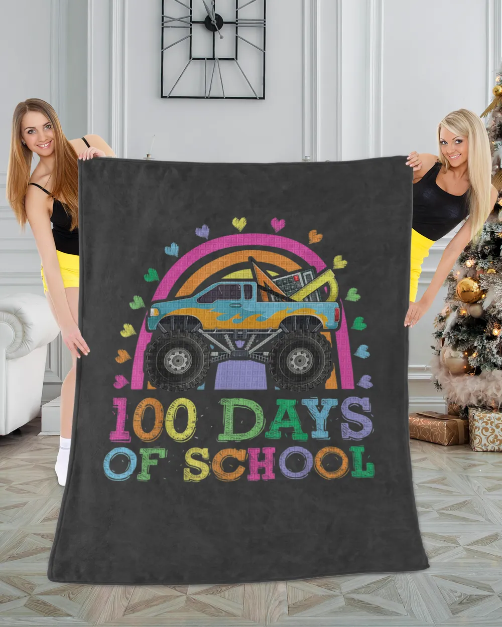 100 Days Of School Rainbow Monster Truck Shirt, Kids Boys copy