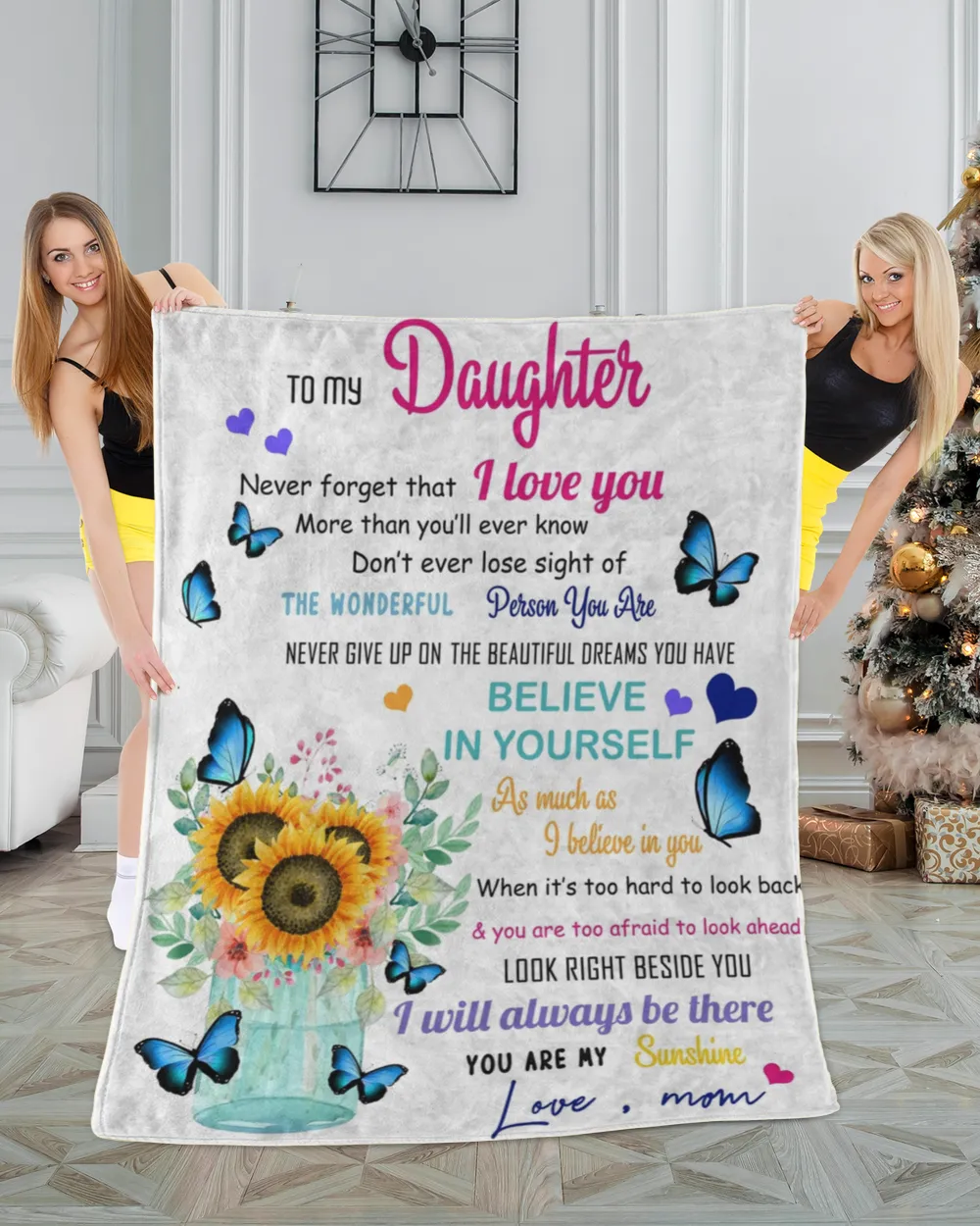 Mom To Sunflower Daughter-Never Forget That You Are My Sunshine blanket