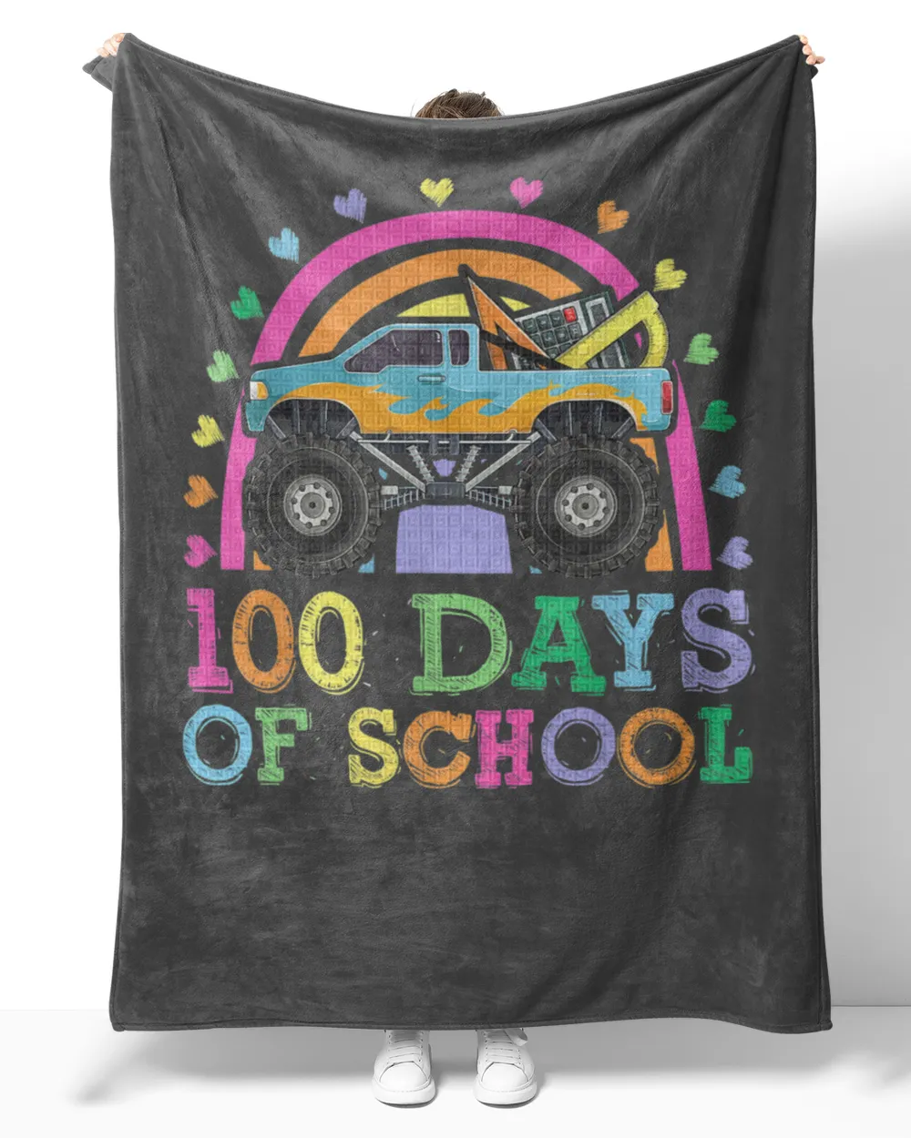 100 Days Of School Rainbow Monster Truck Shirt, Kids Boys copy