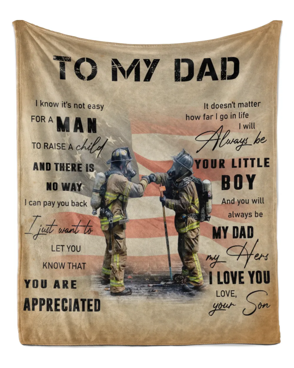 Father's Day Gifts, To My Dad Firefighter Papa Pop Daddy From Daughter Quilt Fleece Blanket