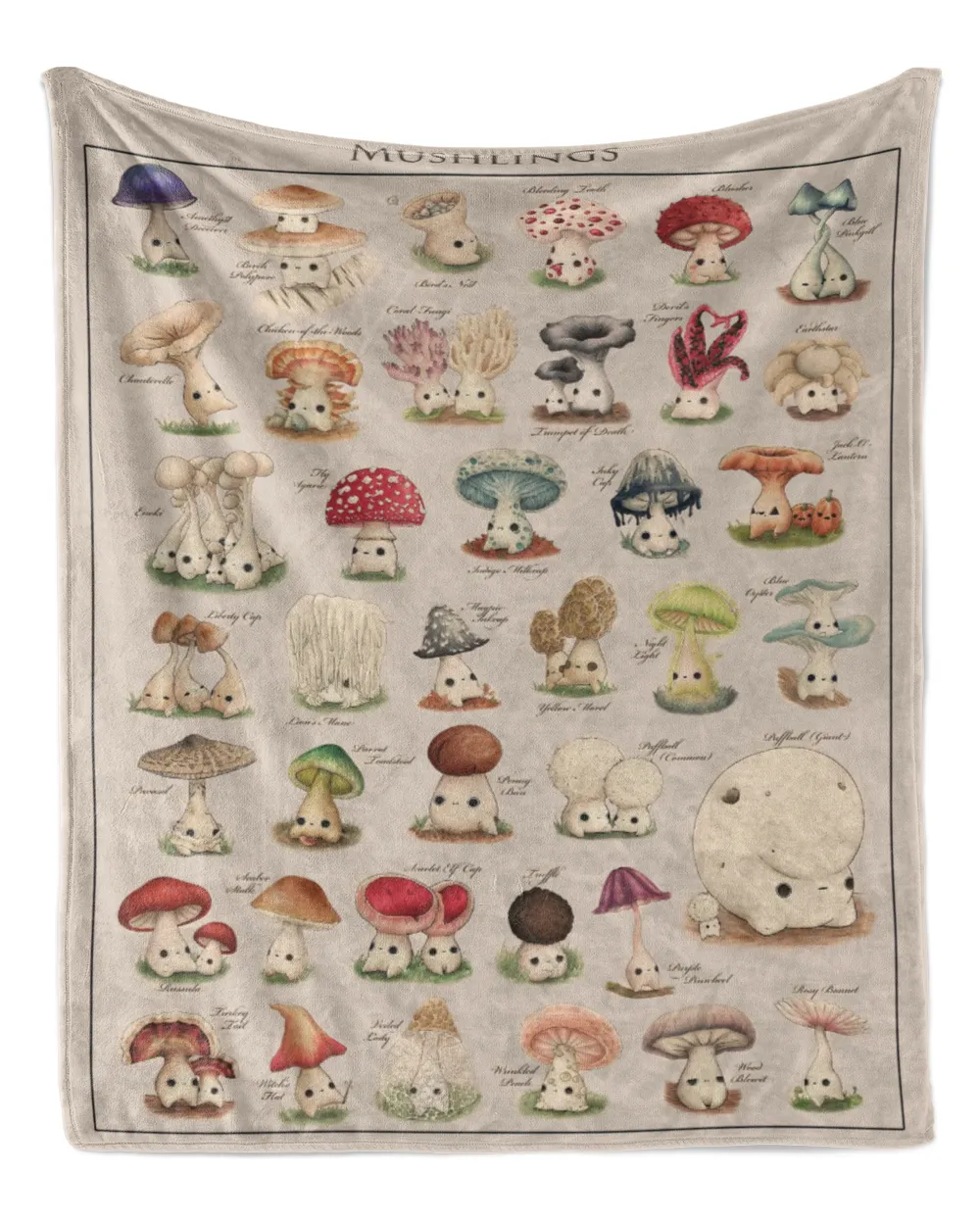 Mushling Woven Queen Blanket, Mushroom Fungi Tapestry Blanket