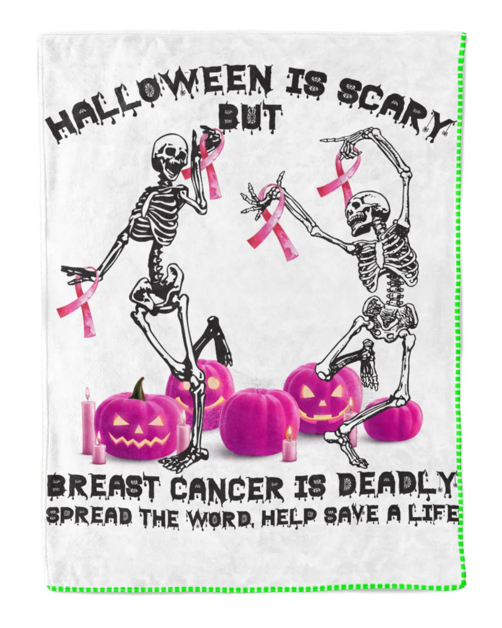 Breast Cancer Skeleton Dancing Pink Pumpkin Ribbon