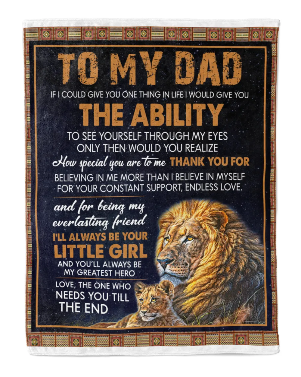 Lion To My Dad Blanket Quilt Fleece Blanket Bundle