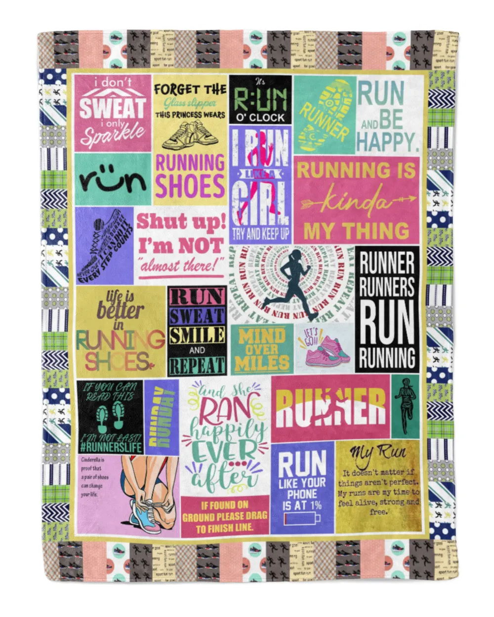 Running Blanket 04 Cozy Plush Fleece Blanket (60x80in) white 60x80in