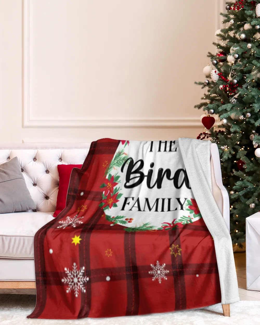 Merry Christmas Fleece Blanket, Personalized Christmas Blanket Gifts for Fbus00855 Bird XMASBL04 Cozy Plush Fleece Blanket (60x80in) white 60x80in