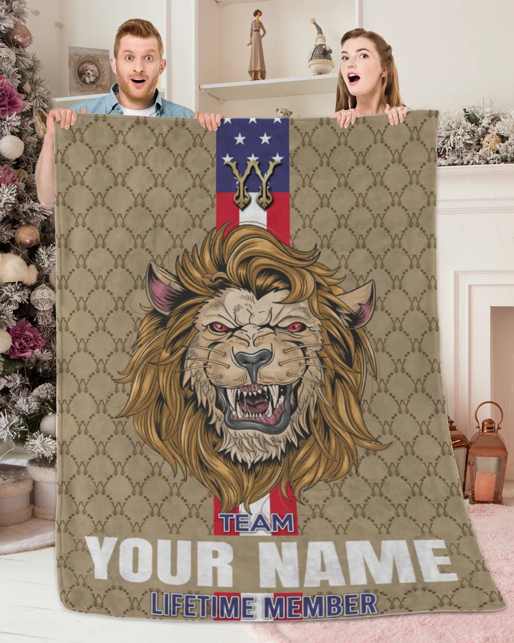 Team YOUR NAME . LIFE TIME MEMBER. lION DESIGN