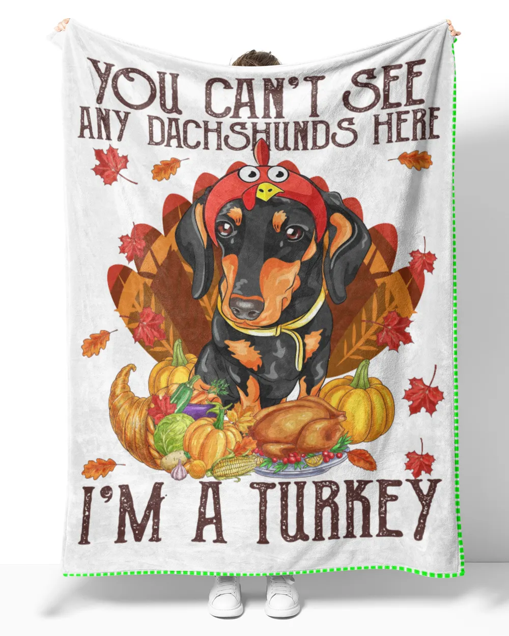 Dachshund Turkey Funny Thanksgiving Maple Leaves