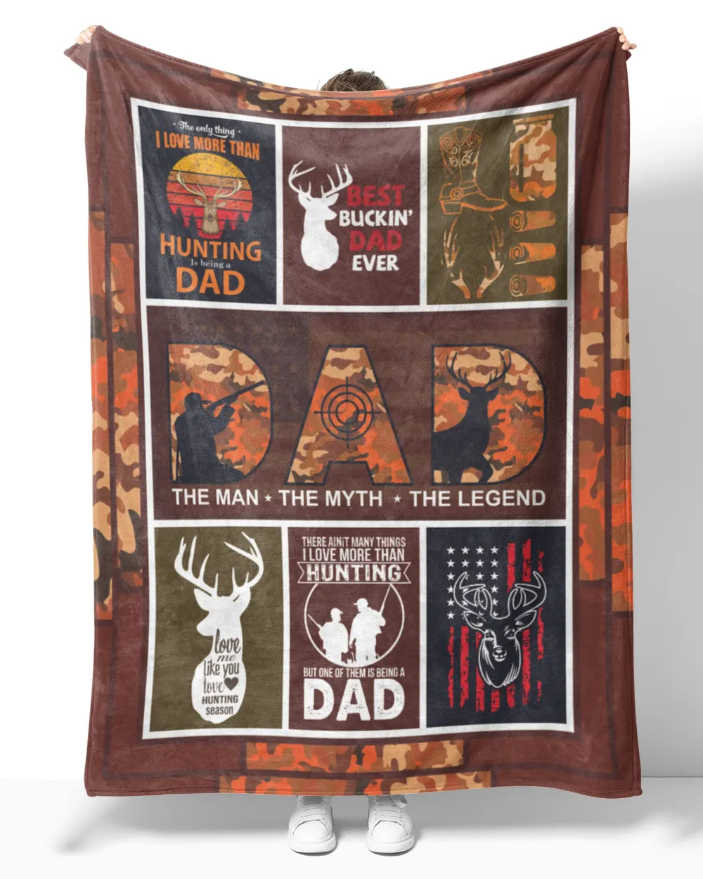 Hunting dad Quilt Fleece Blanket Bundle