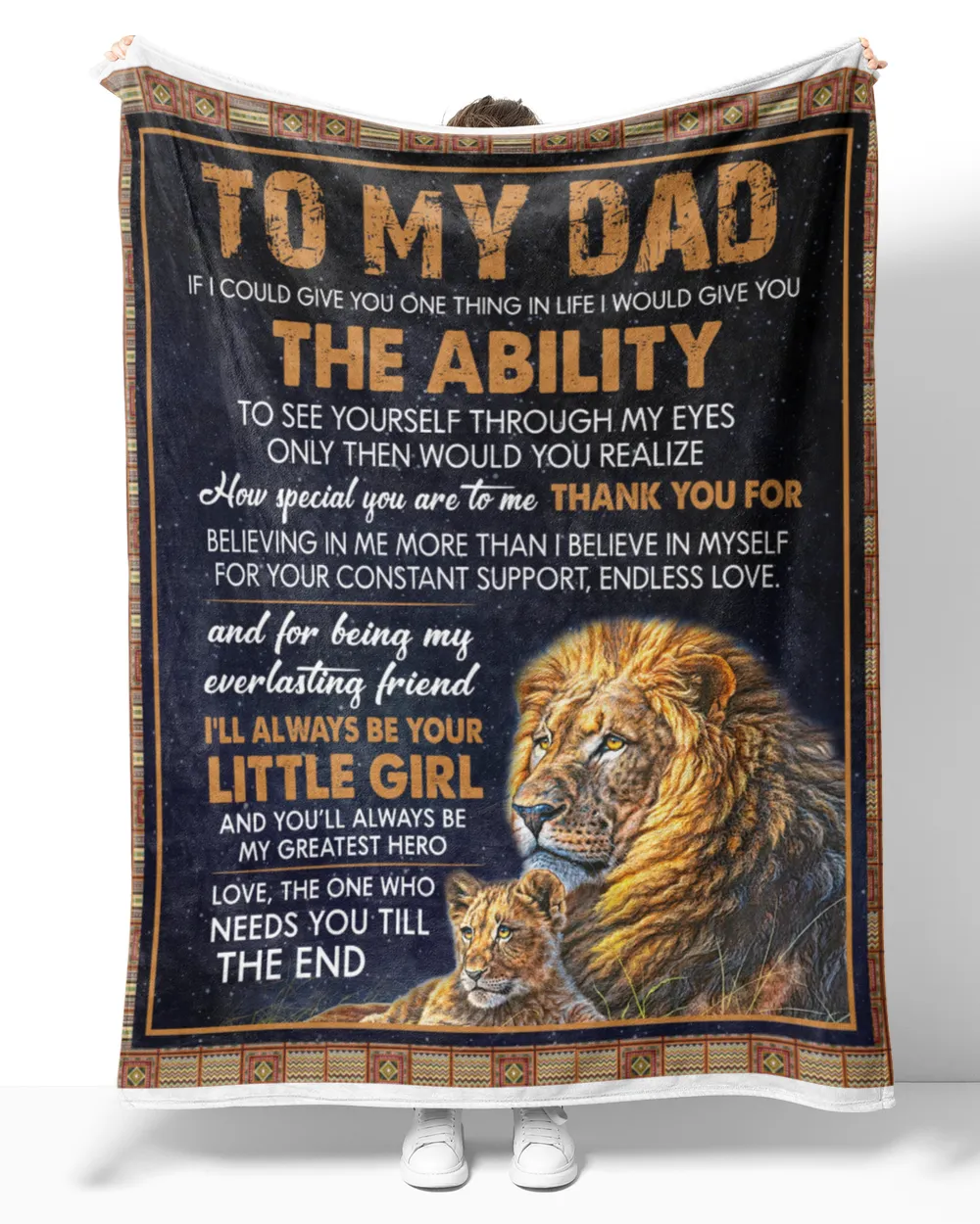 Lion To My Dad Blanket Quilt Fleece Blanket Bundle