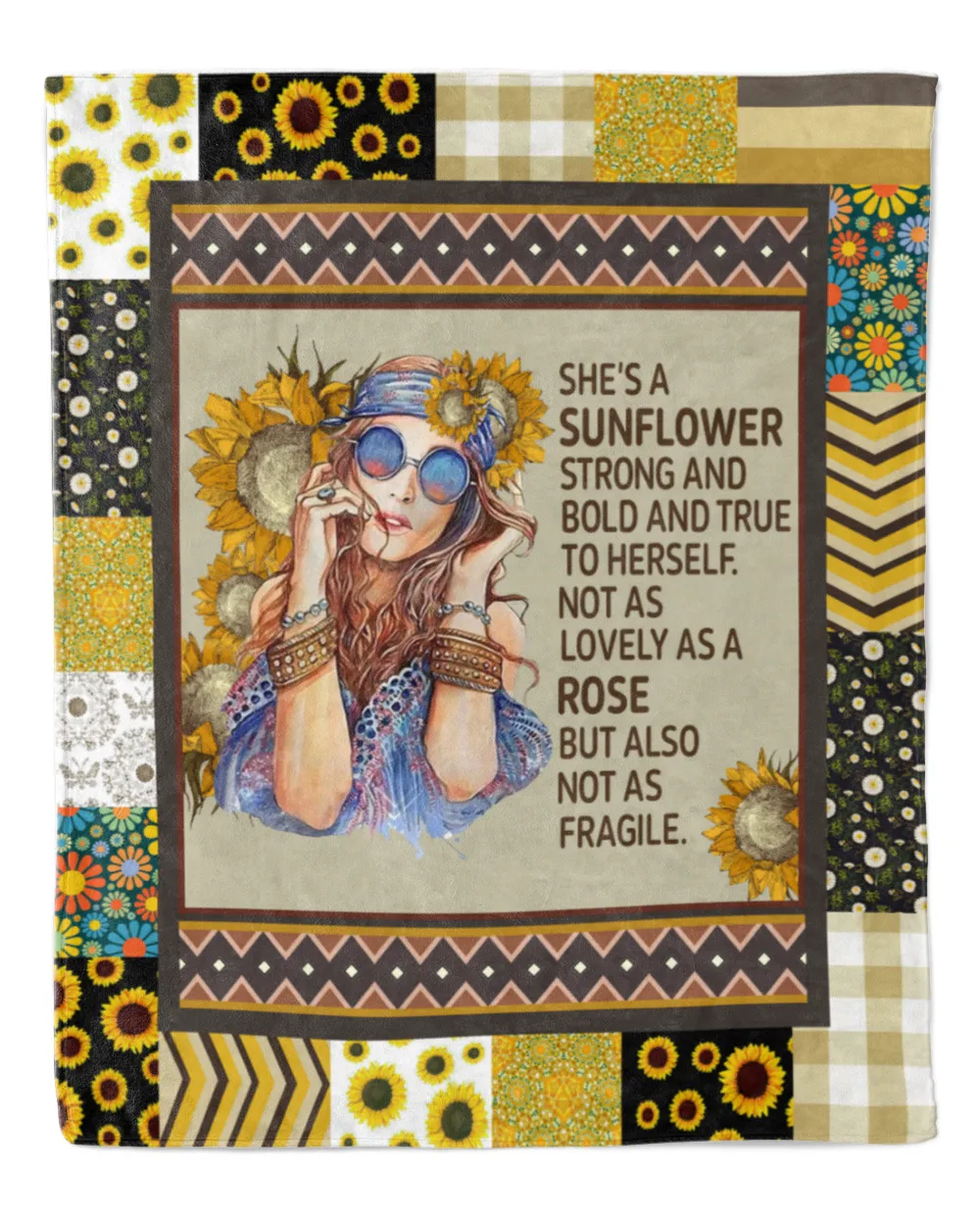 Sunflower Fleece Blanket, She's A Sunflower Strong And Bold And True To Herself