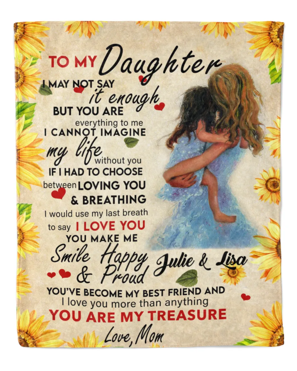 Personalized Daughter Blanket size 50x60