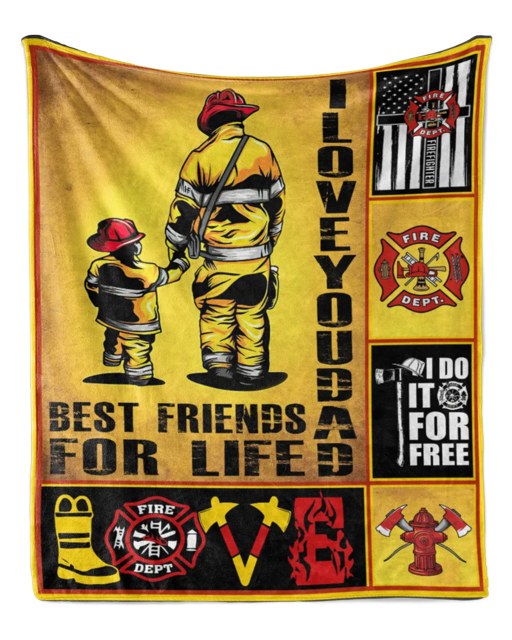 Father's Day Gifts, To My Firefighter Dad Papa Pop Daddy Quilt Fleece Blanket