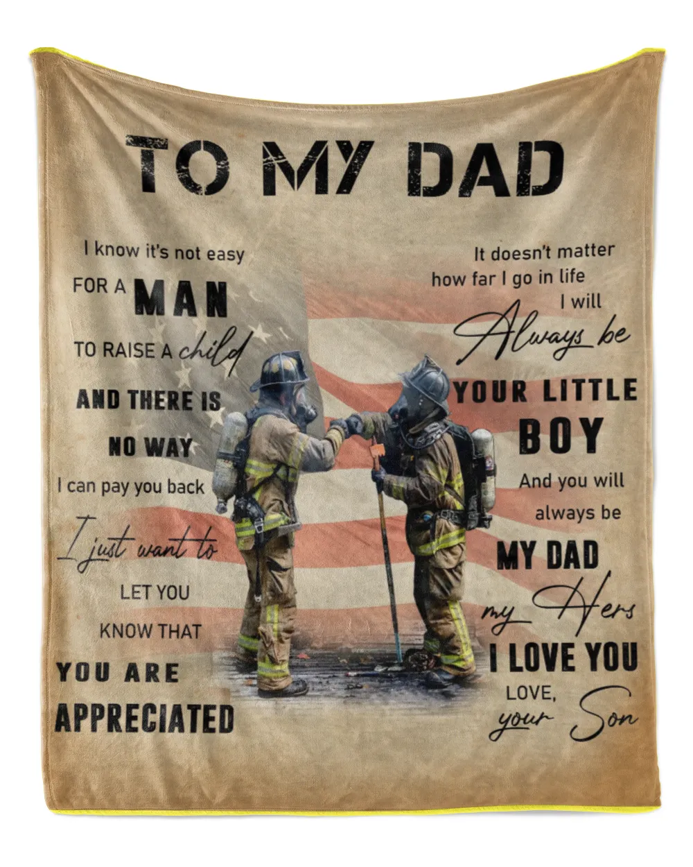 Father's Day Gifts, To My Dad Firefighter Papa Pop Daddy From Daughter Quilt Fleece Blanket