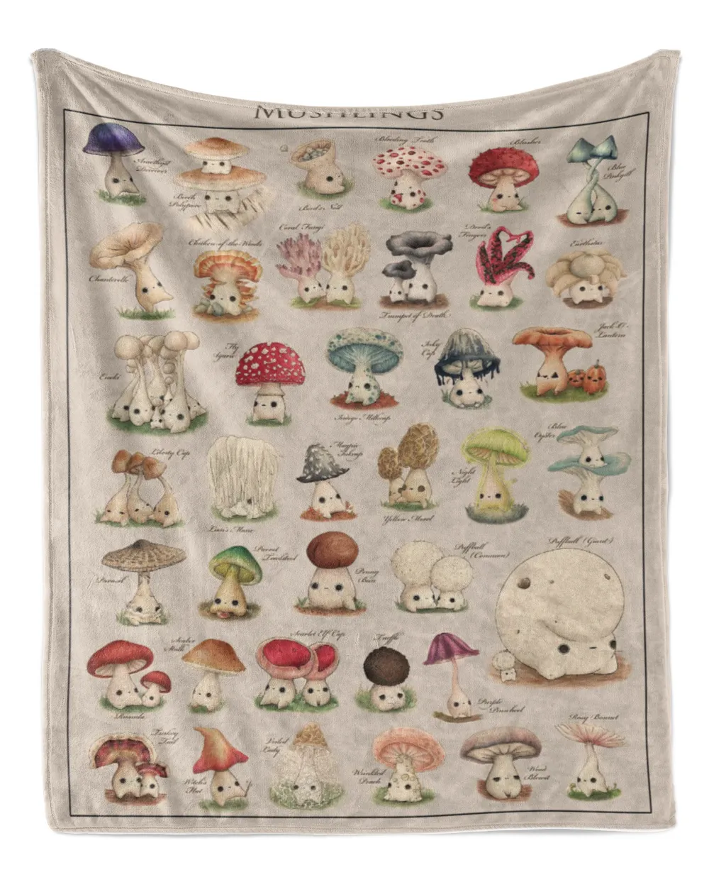 Mushling Woven Queen Blanket, Mushroom Fungi Tapestry Blanket