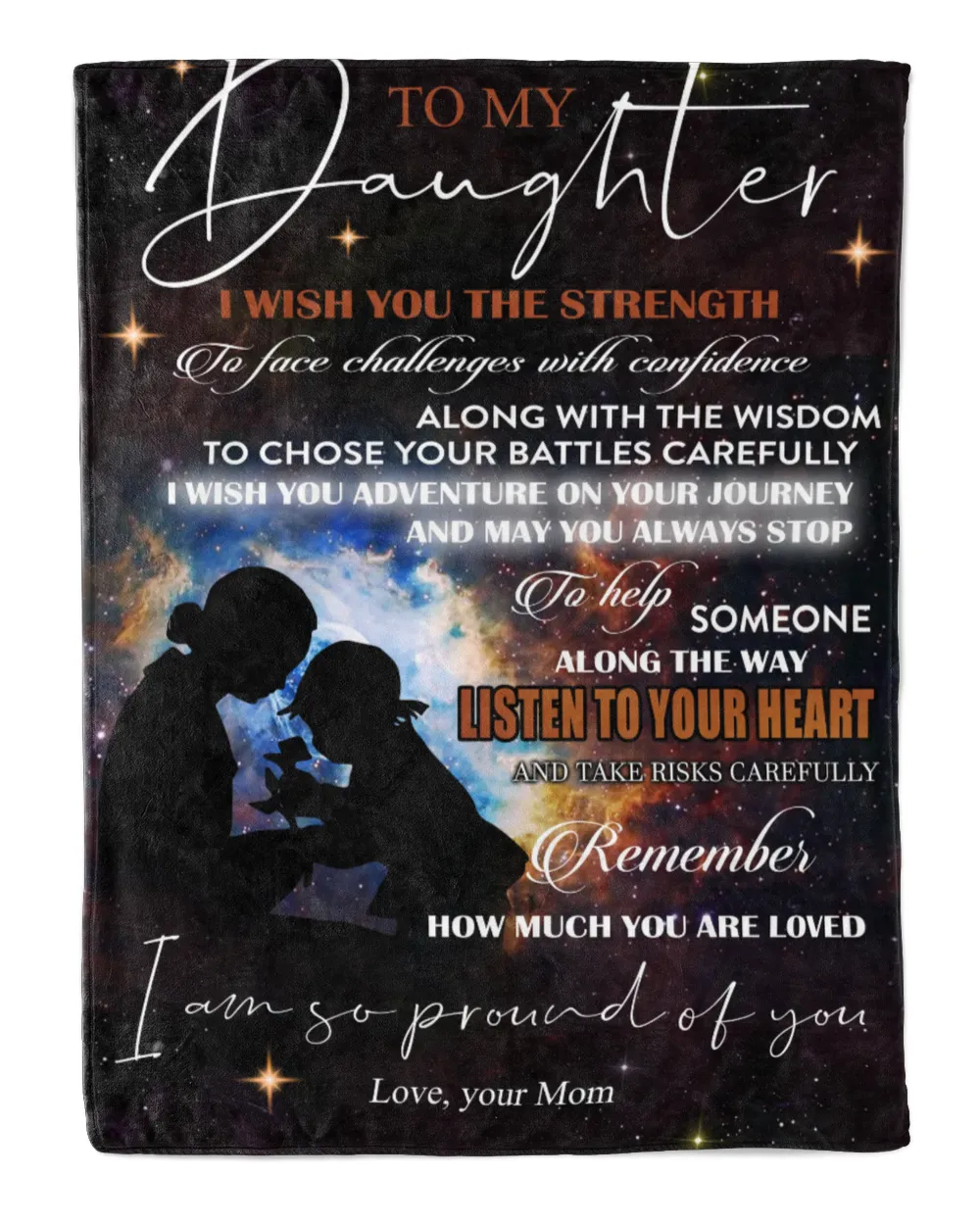 To my daughter, love your mom Cozy Plush Fleece Blanket (30x40in) black 30x40in