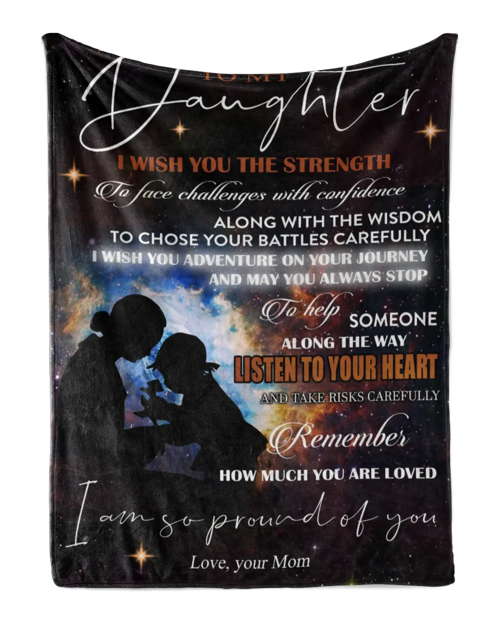 To my daughter, love your mom Cozy Plush Fleece Blanket (30x40in) black 30x40in
