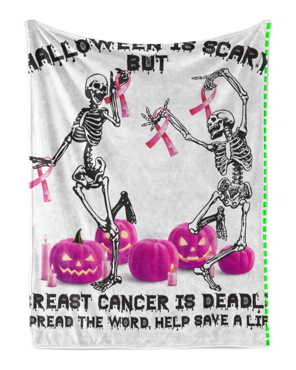 Breast Cancer Skeleton Dancing Pink Pumpkin Ribbon