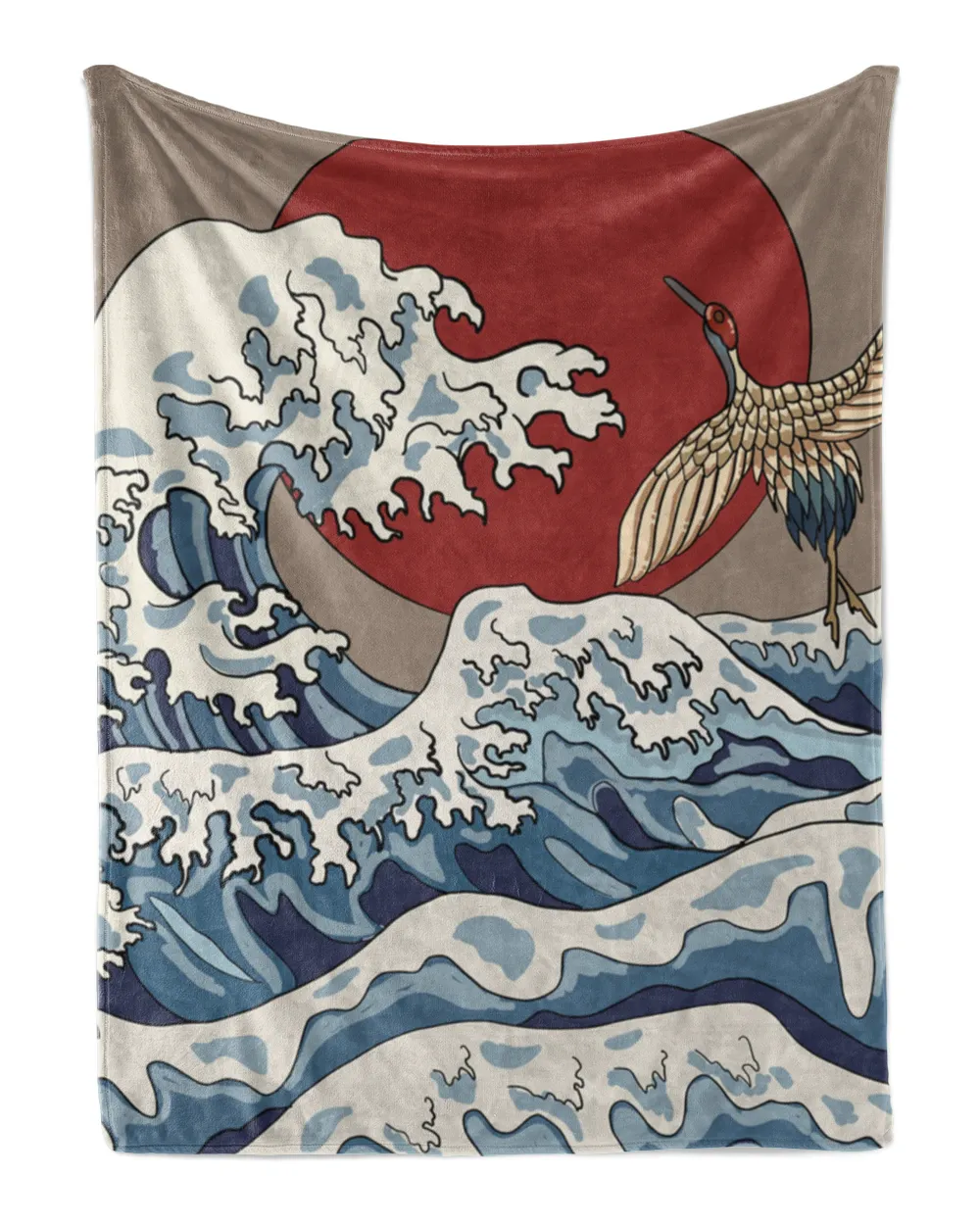 Japnaese Kanagawa Wave And Cranes Blanket