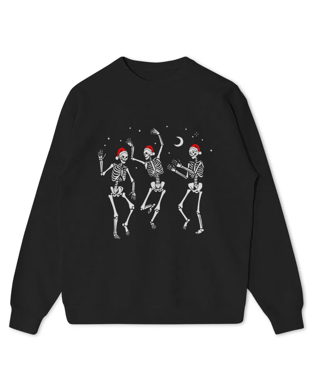 Funny Dancing Santa Skeletons Stars Moon Christmas Graphic