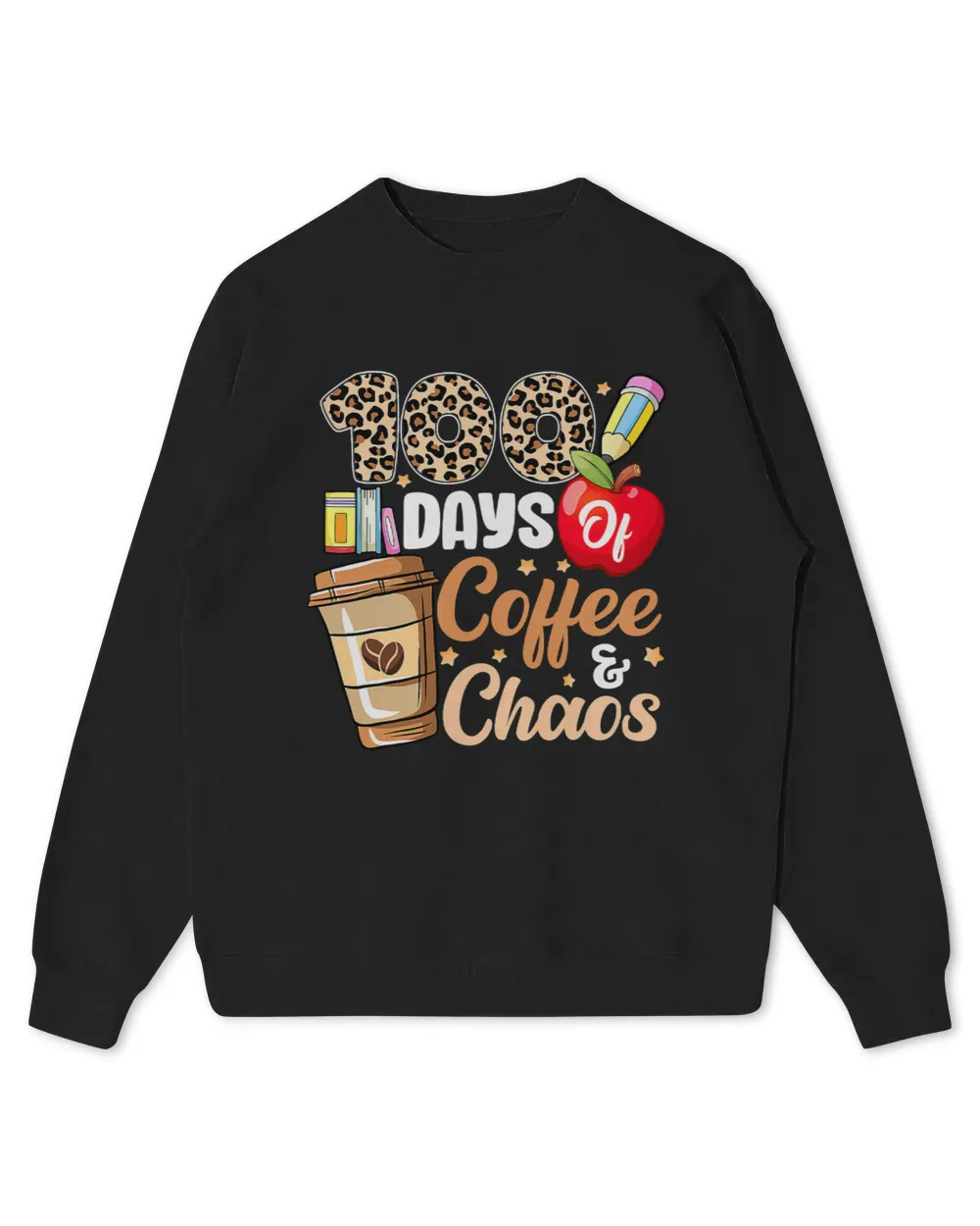 CF Coffee 100 days of coffee and chaos 100th day of school leopard