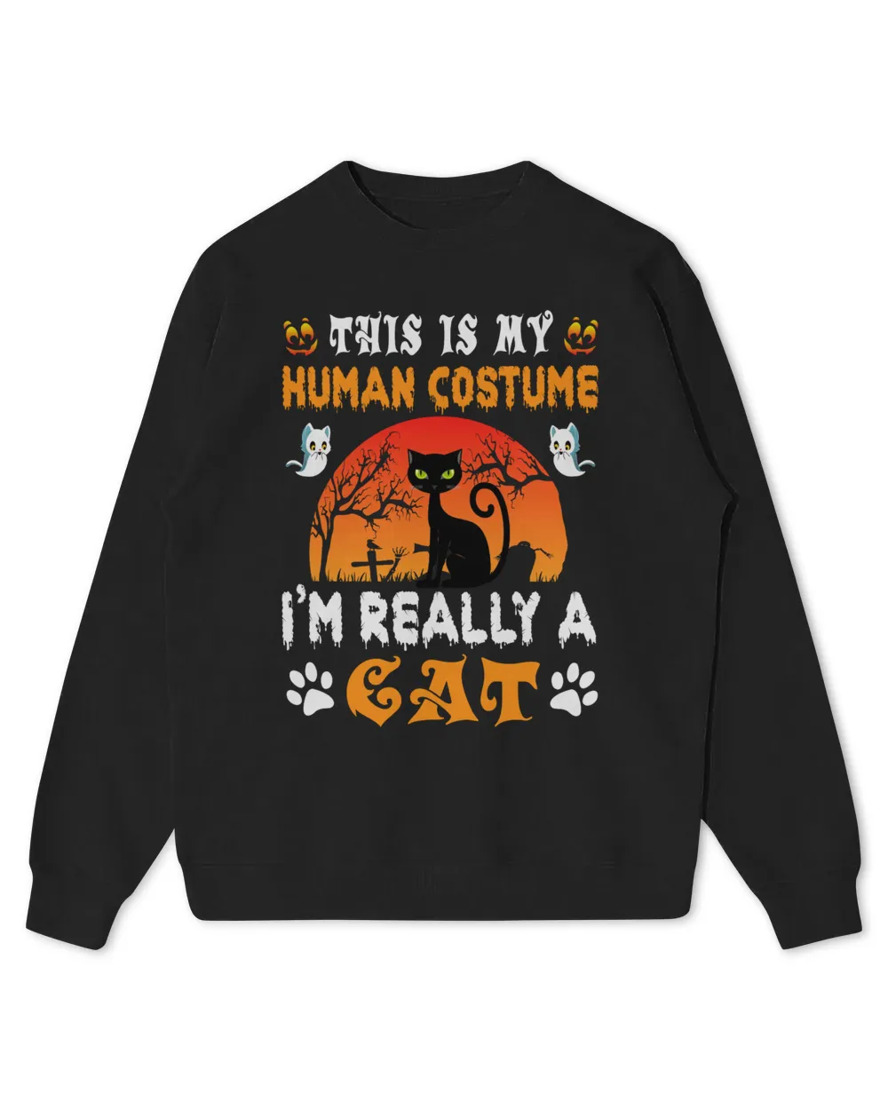 THIS IS MY HUMAN COSTUME I'M REALLY A CAT Kids Standard Sweatshirt black xs