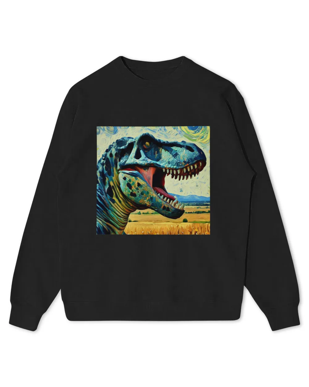 TRex Dino Vincent Van van Gogh Classic Sky Night Painting