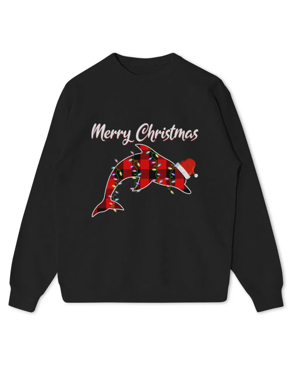 Dolphin Gift Xmas Lights Santa Ugly Christmas Sweater