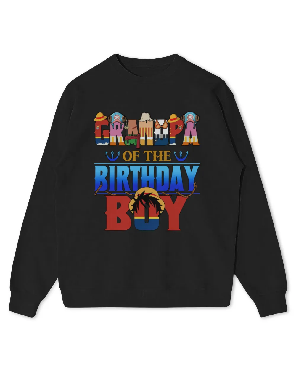 Grandpa Of The One Piece Birthday Boy Kids Standard Sweatshirt black xs